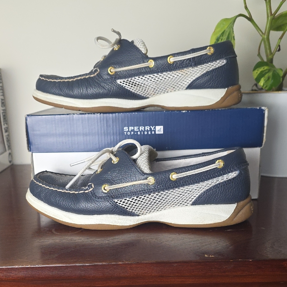 Sperry Women's Navy and White Boat Shoes - Picture 4 of 7